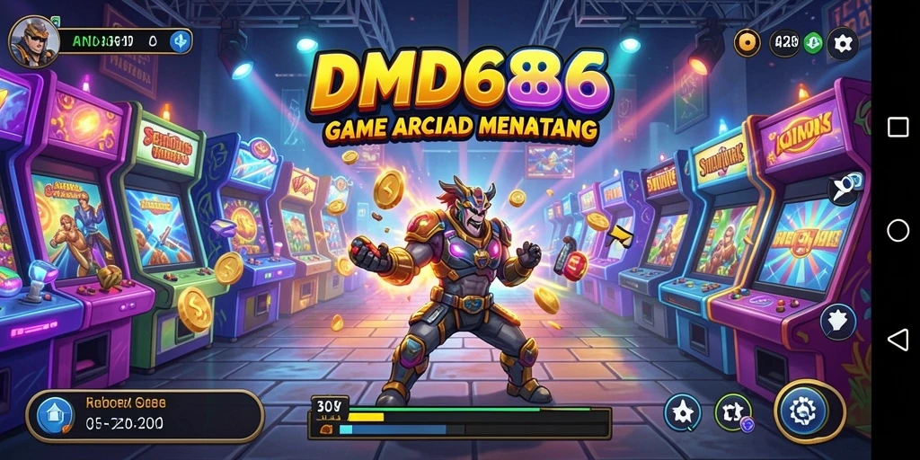Tangkapan layar gameplay DMD686 menampilkan aksi seru dan interaksi karakter dalam game Arcade.