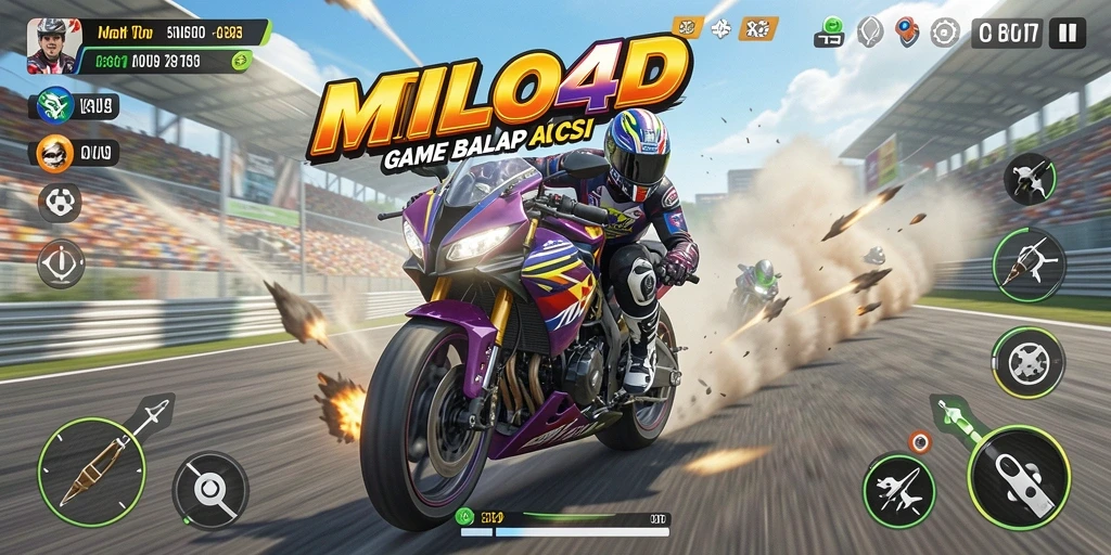 Gameplay intens balap motor di MILO4D yang penuh aksi.