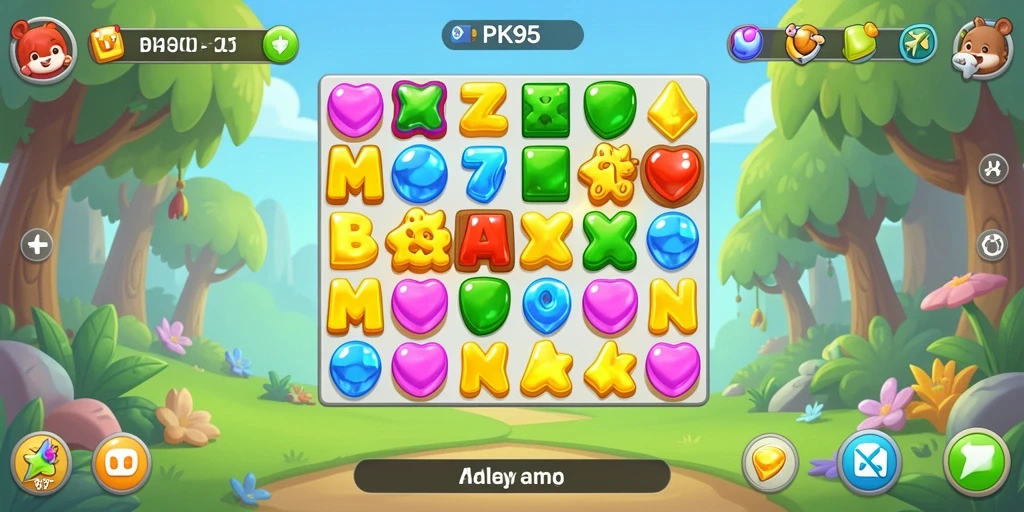 Screenshot gameplay PK95 menampilkan keseruan mencocokkan batu berwarna.
